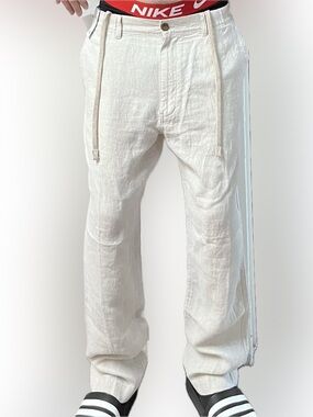 Light Beige Linen Drawstring Pants mens size 34w 30L new with tags nwt rare